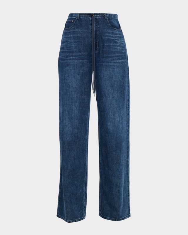 Normandie Drawstring Wide-Leg Jeans